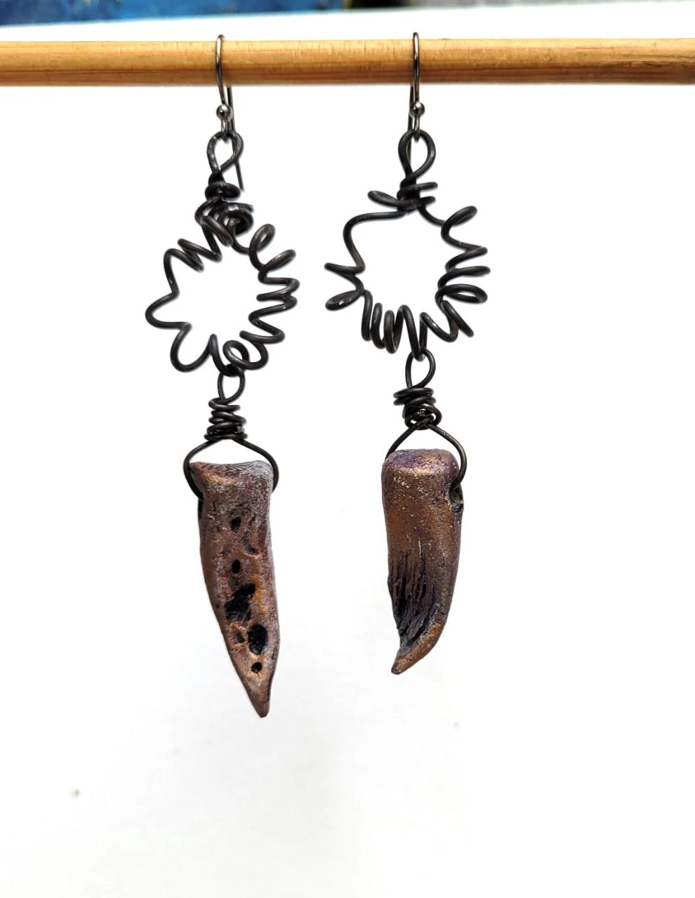 Minimalist and primitive earrings with handmade ceramics.. – photo 5